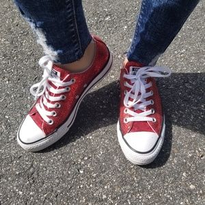 red sparkly converse